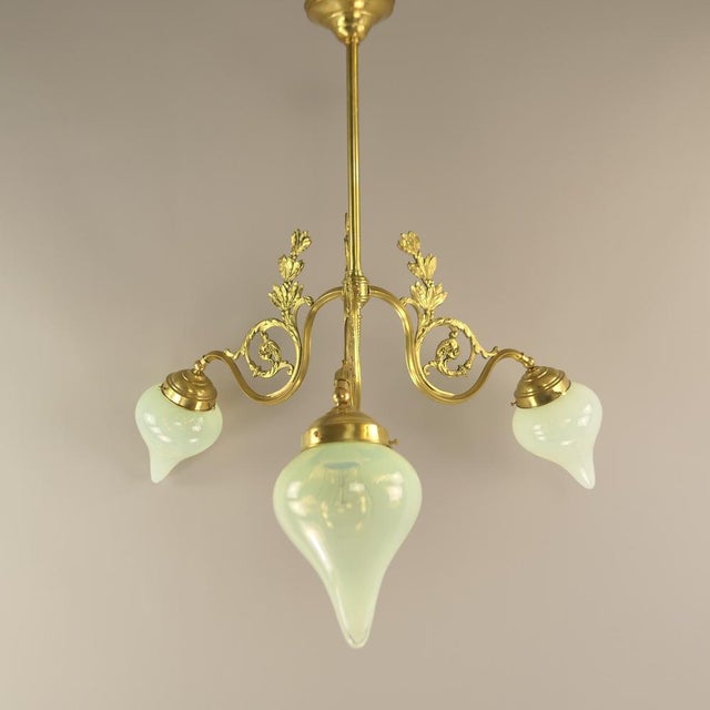 French Brass Chandelier, France, 1910s For Sale - Image 9 of 11