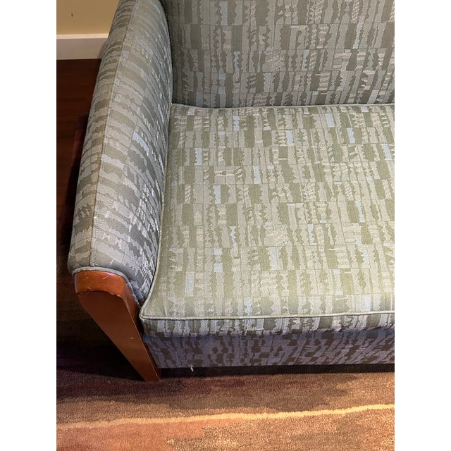 Wood 1990s Mueller Mid Century Modern Blue Sofa For Sale - Image 7 of 8