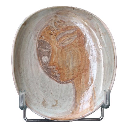 Mid-Century French Decorative Ceramic Plate by Atelier Du Grand Chêne, 1950s For Sale