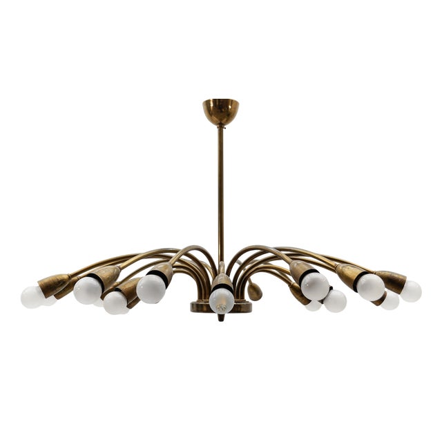 Large Mid-Century Modern Brass Sputnik Lamp, Austrian, 1950s For Sale