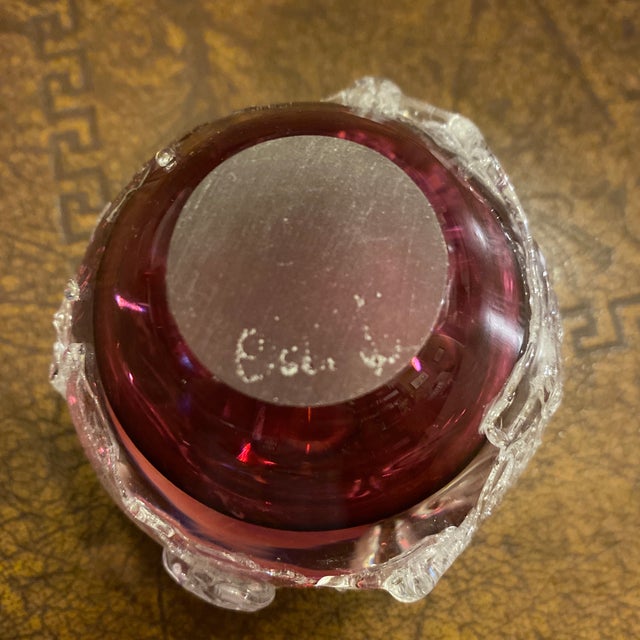 Transparent Studio Art Glass Perfume Bottle - Cranberry Core Signed by Artist Loretta Eby For Sale - Image 8 of 10
