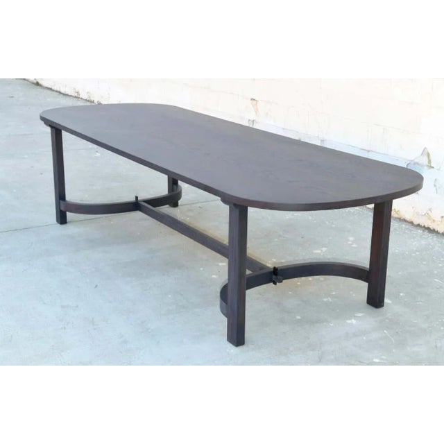 Not Yet Made - Made To Order Oak Racetrack Table with Curved Stretcher by Petersen Antiques For Sale - Image 5 of 13