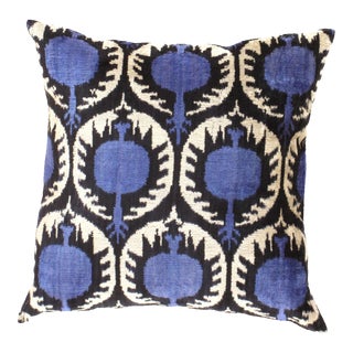 Contemporary Turkish Multi Colors Velvet Silk Ikat Pillow For Sale