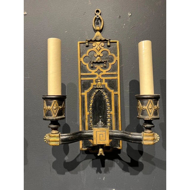 1900 - 1909 Pair of 1900 Neoclassical Sconces For Sale - Image 5 of 7