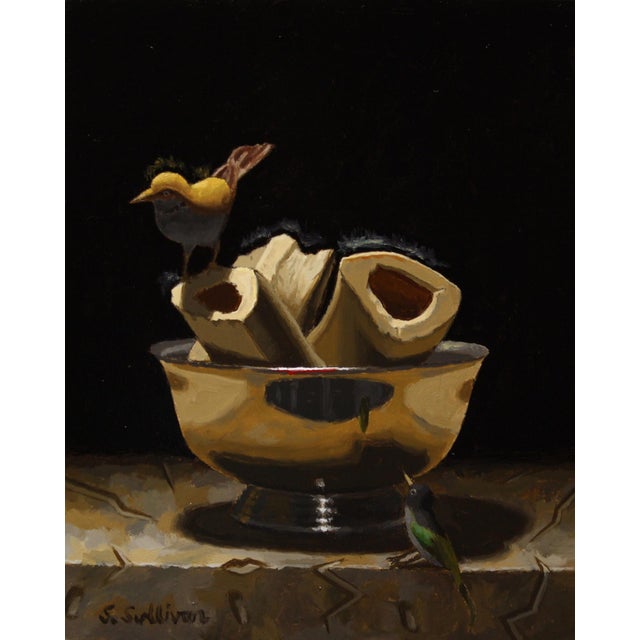 Bad to the Bone by Shawn Sullivan | Oil on Panel Still Life of Birds and Bone Fragments For Sale