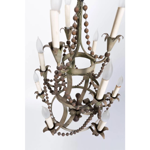 1960s Wood Beaded Chandelier For Sale - Image 4 of 8