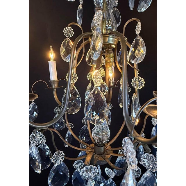 Antique French Bronze & Crystal Chandelier For Sale In Chicago - Image 6 of 8