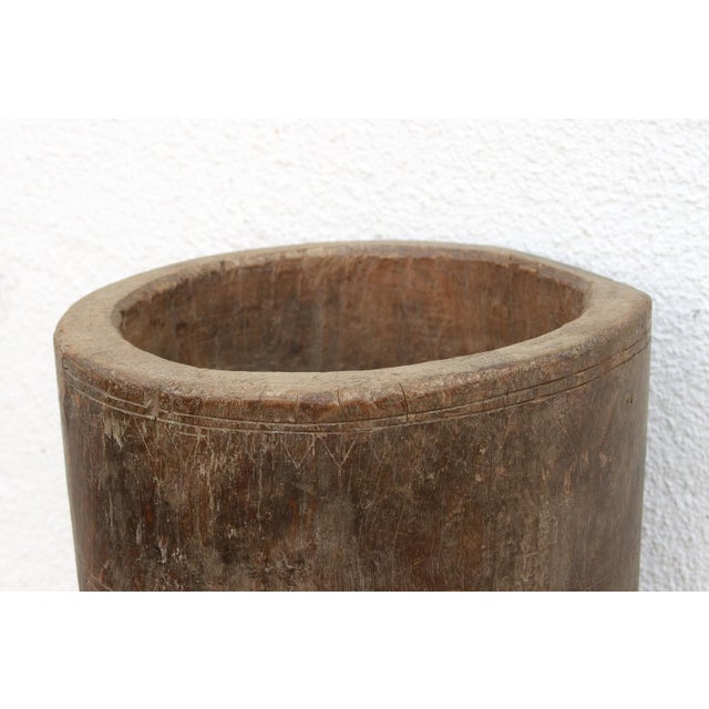 Antique Patinated Pedestal Mortar Vessel For Sale - Image 4 of 9