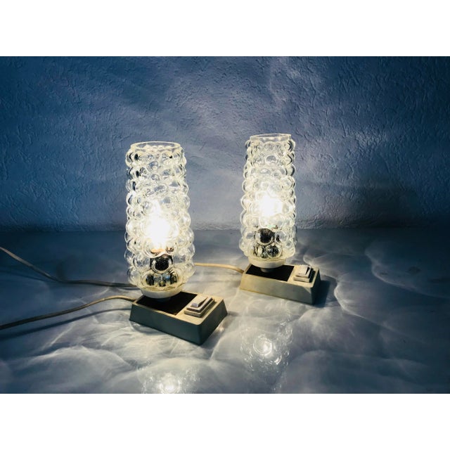 Vintage Bubble Glass Table Lamps, 1970s, Set of 2, in Very Good conditions. Designed 1970 to 1979 European Plug (up to...