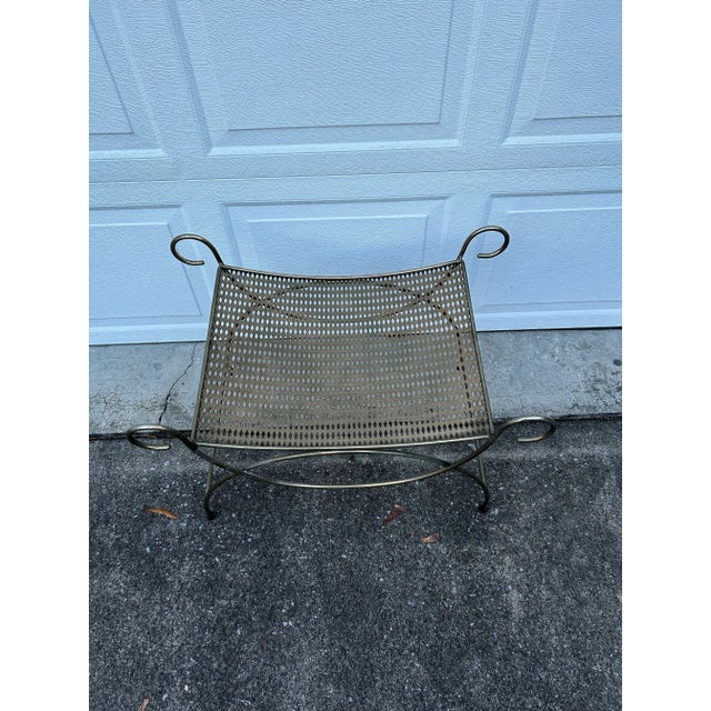 Mid-Century Modern Mid 20th Century Metal Scoop Scroll Vanity Stool For Sale - Image 3 of 7