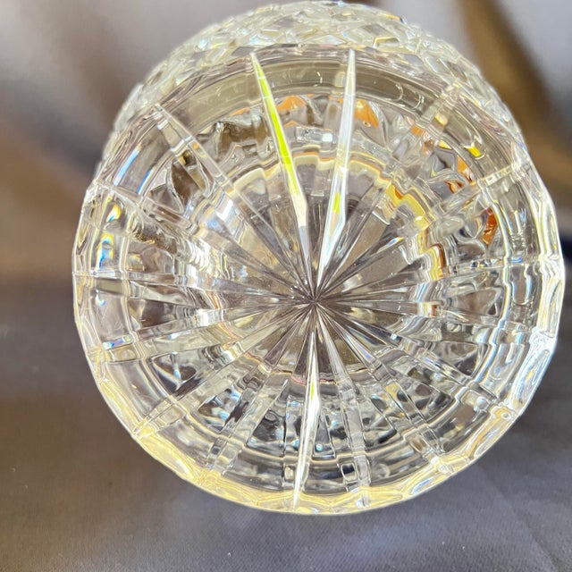 Glass Vintage Cut Crystal Pitcher | Hobstar & Starburst Pattern | Elegant Tabletop or Vase For Sale - Image 7 of 10