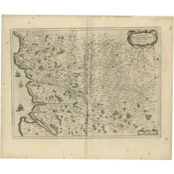 17th Century Antique Map of the Coast of Artois by Janssonius, 1657 For Sale - Image 5 of 5