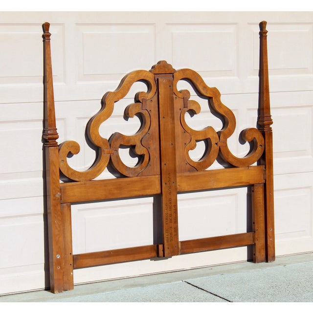 Mid-Century Modern Walnut Queen Headboard by White Furniture Company – Vintage 1970s Solid Wood American Made Bed Frame For Sale - Image 11 of 13