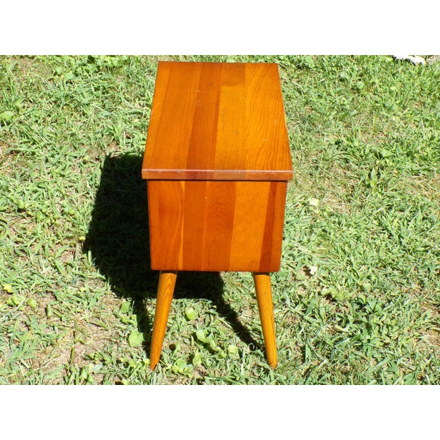 Brown Vintage Mid Century Sewing Stand End Table Nightstand For Sale - Image 8 of 14