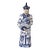 1940s Blue White Statuette of Chinese Figure With Dragon Traditional Robe and Character Reign For Sale