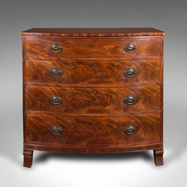 Victorian 1860's Large Antique Bow Front Chest of Drawers For Sale - Image 3 of 12