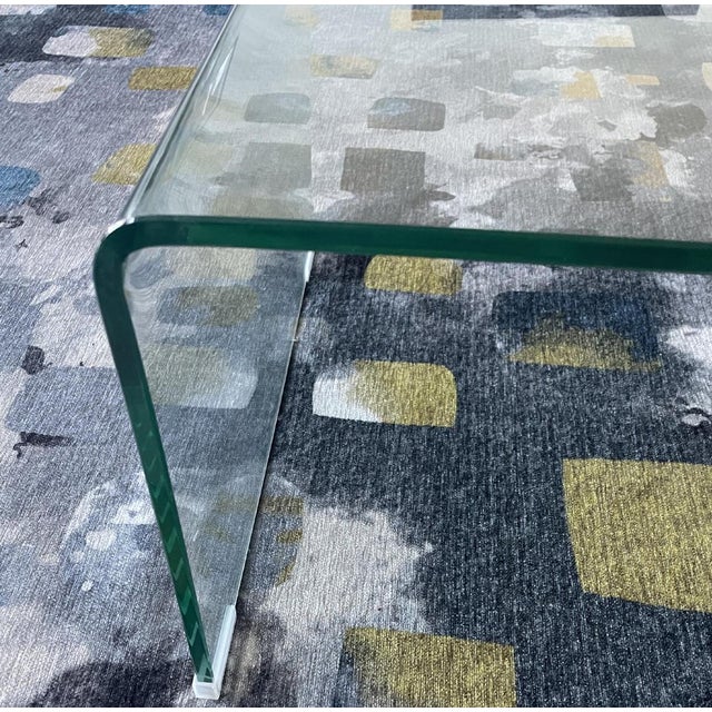 Modern Modern Clear Tempered Glass Waterfall Coffee Table 39.4" For Sale - Image 3 of 5