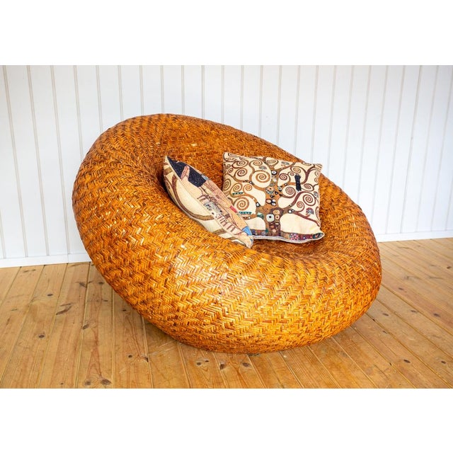 French Mushroom Lounge Chair in Rattan, 1970s For Sale - Image 11 of 18