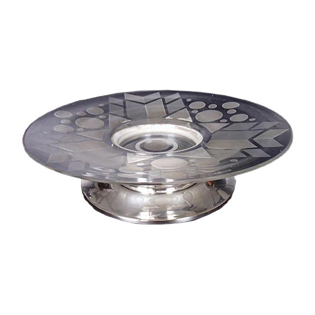 Art Deco Silver Plated Plate, 1930s For Sale