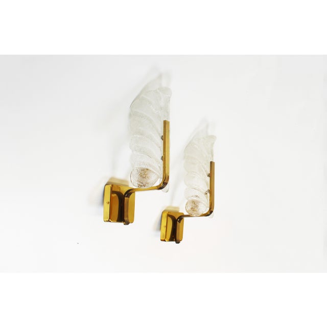 Brass and Glass Wall Lamps by Carl Fagerlund for Orrefors, 1970s, Set of 2 For Sale - Image 9 of 9