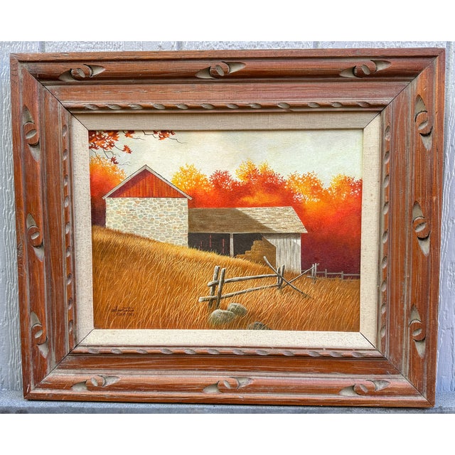 American 1980s Original Signed Sid Mountain 'October' Oil Painting, Framed For Sale - Image 3 of 15