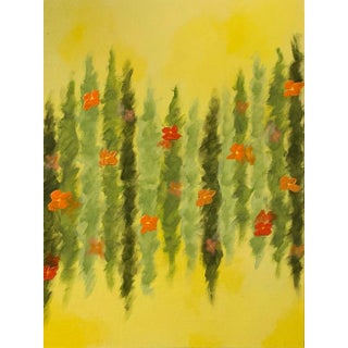 "Orange Wildflower Chains" Contemporary Modern Botanical Painting by Deb Bossert For Sale