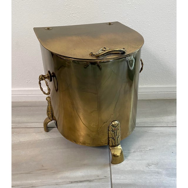 Antique Brass Plated Coal Hod with Insert For Sale - Image 11 of 11