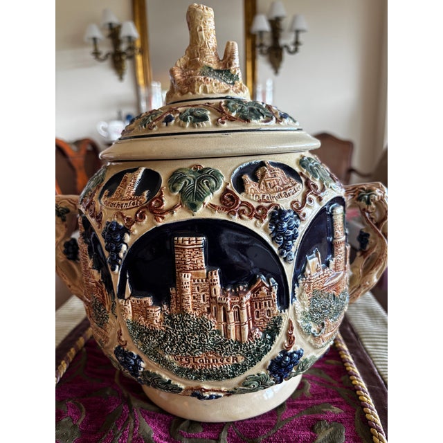 1954 Mid Century Modern German Gerz Castle Relief Stoneware Punch - Set of 7 For Sale In Washington DC - Image 6 of 10