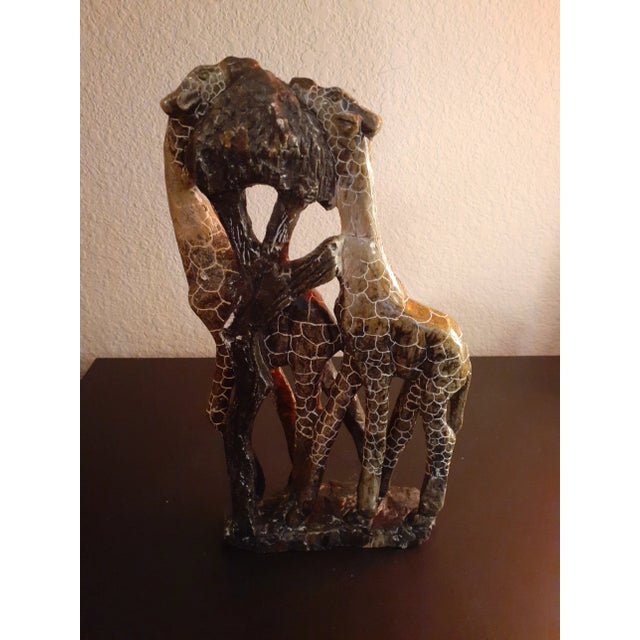 This is an African 10" Shona Stone Sculpture KISSING GIRAFFES Procured at auction BOX C