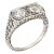 Vintage Art Deco Ring 1.25ct Double Diamond 18k White Gold Filigree Sz 6 Jewelry For Sale