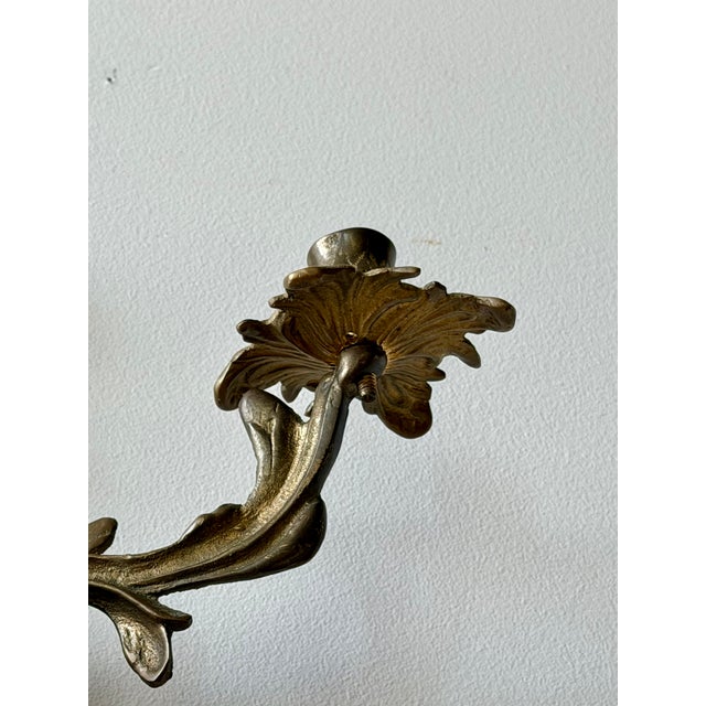 Art Nouveau Vintage Brass Wall Sconce With Medusa Motif For Sale - Image 3 of 14