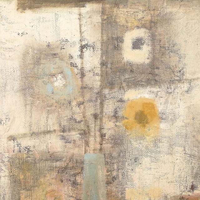 Textile Mid-Century Abstract Color Field Still Life Entitled "Foyer" in Oil on Canvas Joe Caroff For Sale - Image 7 of 13