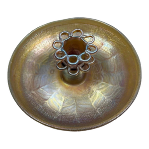 Louis C Tiffany Centerpiece 10.5” Favrile Glass Bowl W/Flower Frog Signed