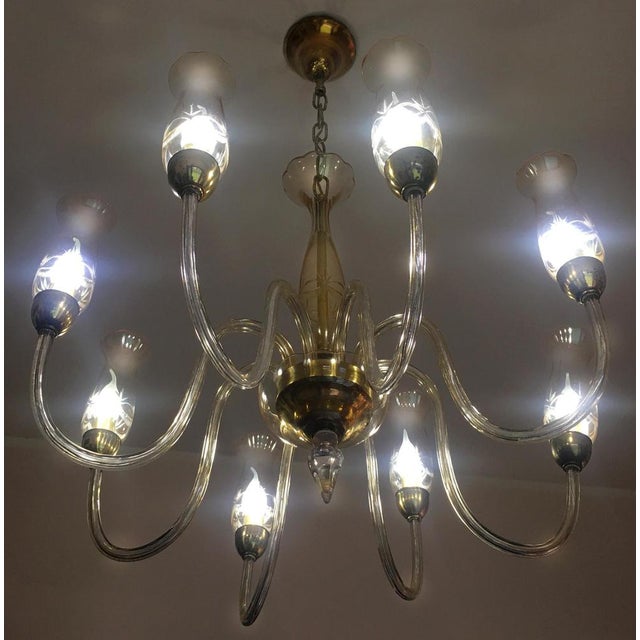 Elegant de majo chandelier 8 lights in blown crystal and worked according to the ancient tradition of murano, amber glass...