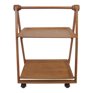 Danish Mid-Century Modern Folding Teak Bar Cart For Sale