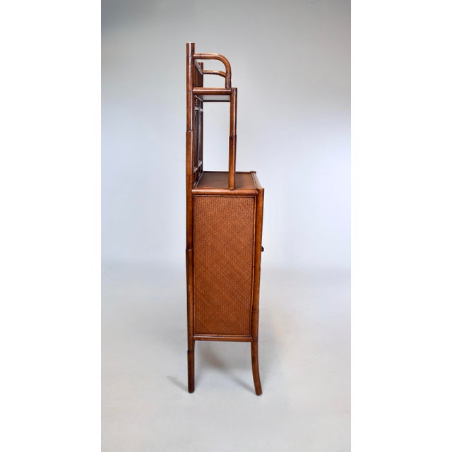 1990s British Colonial Faux Bamboo Etagere Storage Display Cabinet For Sale - Image 9 of 10