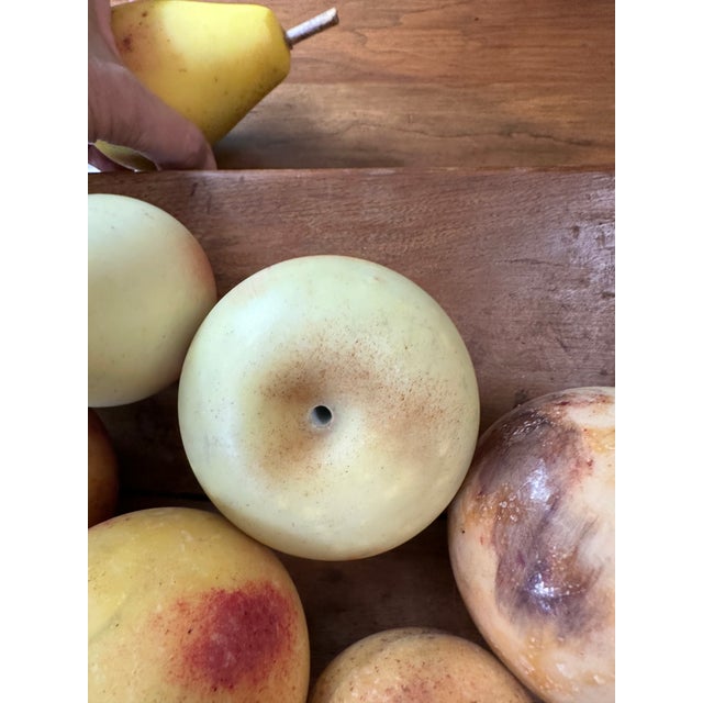 Vintage Wooden Tray With 8 Pieces Italian Alabaster Fruit For Sale - Image 9 of 14