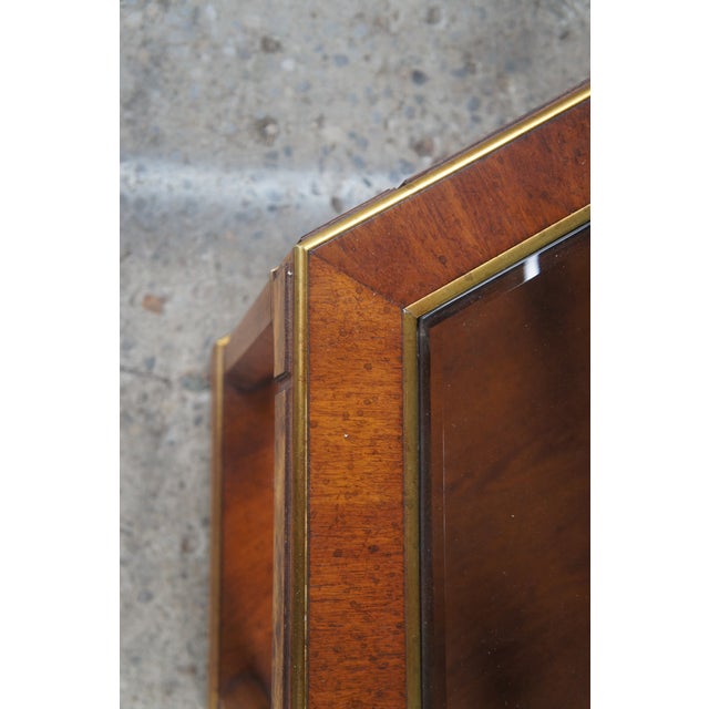 Late 20th Century Vintage Walnut Burl Hexagon Side Accent Table W Glass Insert For Sale - Image 5 of 10