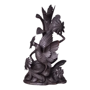 Early 20th Century Large Black Forest Carving With Bird and Nest
