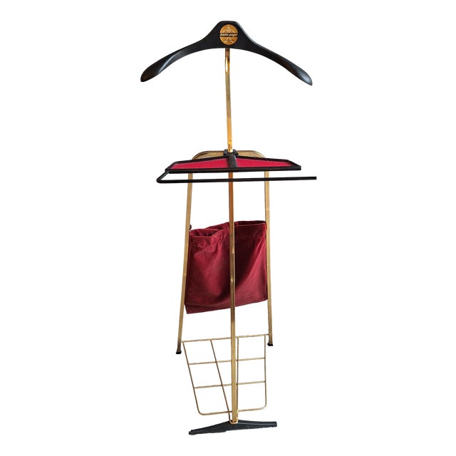 Vintage Foldable Valet Stand with Gold-Plated Metl Farame from Hailo Page, 1960s For Sale