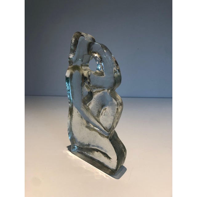 1970s Glass Sculpture Depicting a Nude Woman Posing in the French Art Deco Style For Sale - Image 9 of 12