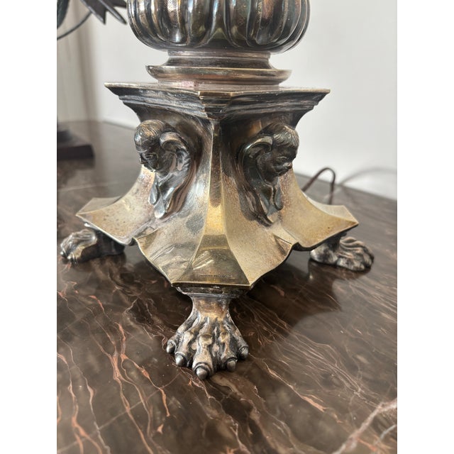 1980s Silver Plated Gargoyle Lamp For Sale - Image 4 of 8