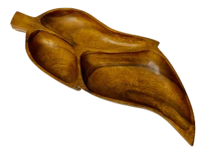Vintage Mid-Century Modern Monkey Pod Wood Server Segmented Platter