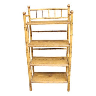 Victorian Burnt Bamboo and Quarter-Sawn Oak Etagere For Sale