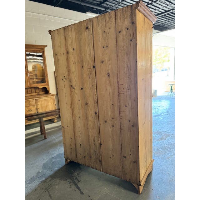 19th Century French Provincial Pine Armoire W/ Carved Details and Internal Drawers | Circa 1860 For Sale - Image 13 of 18