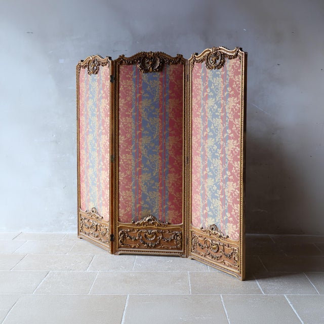 Antique French Gilded Wood Three-Panel Room Divider, 1890s For Sale - Image 16 of 16