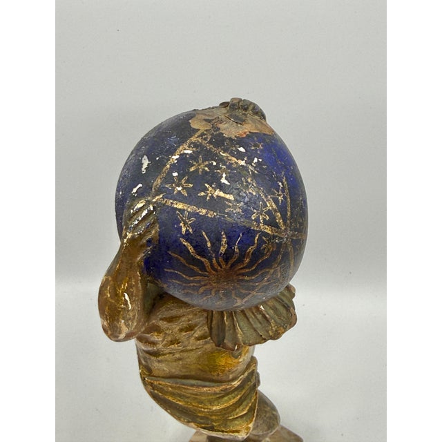 Late 18th Century Northern Italian Carved Wood & Gessoed Atlas with Celestial Globe Circa 1800 For Sale - Image 5 of 18