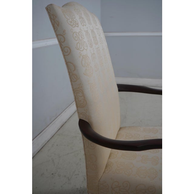 Pair of Henkel Harris Mahogany Upholstered High Back Host Armchairs For Sale - Image 9 of 18