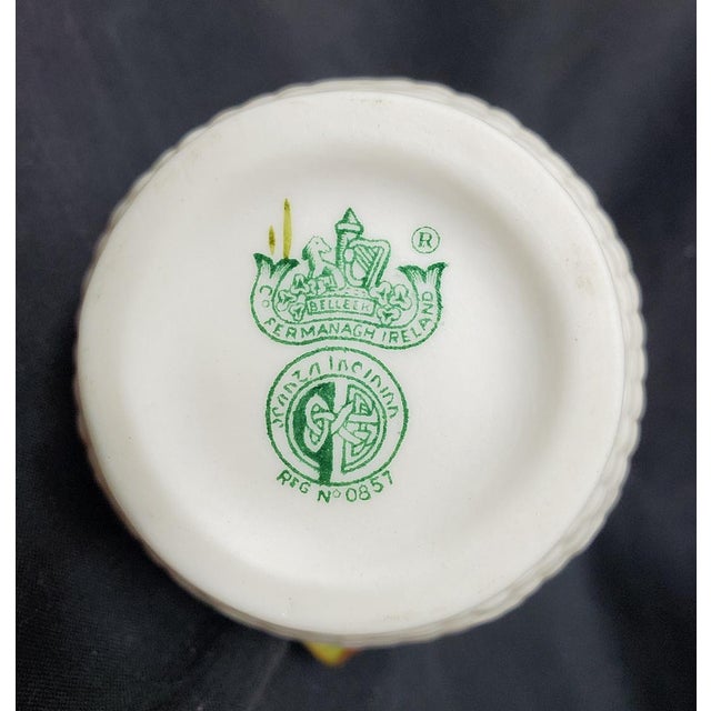 Vintage Belleek Basketweave Shamrock Creamer - 2nd Green Mark - Ireland - 1955 - 1965 For Sale - Image 11 of 11