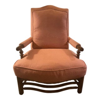 Rush Seat Upholstered Back Lounge Chair, Attributed to John Cottrell For Sale